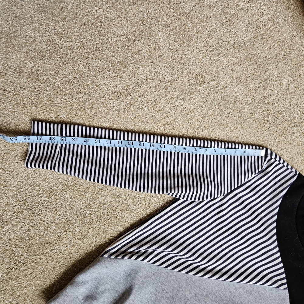 Just Fashion Now | Size S Women's | Colorblock Top - Black, Gray & White Stripe - Picture 11 of 11